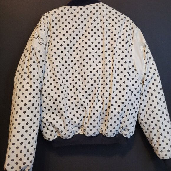 Big Dogs Polka Dot Puffer Coat Dog Logo Print Zip Pockets Adult M/L 90s Retro - Picture 8 of 12
